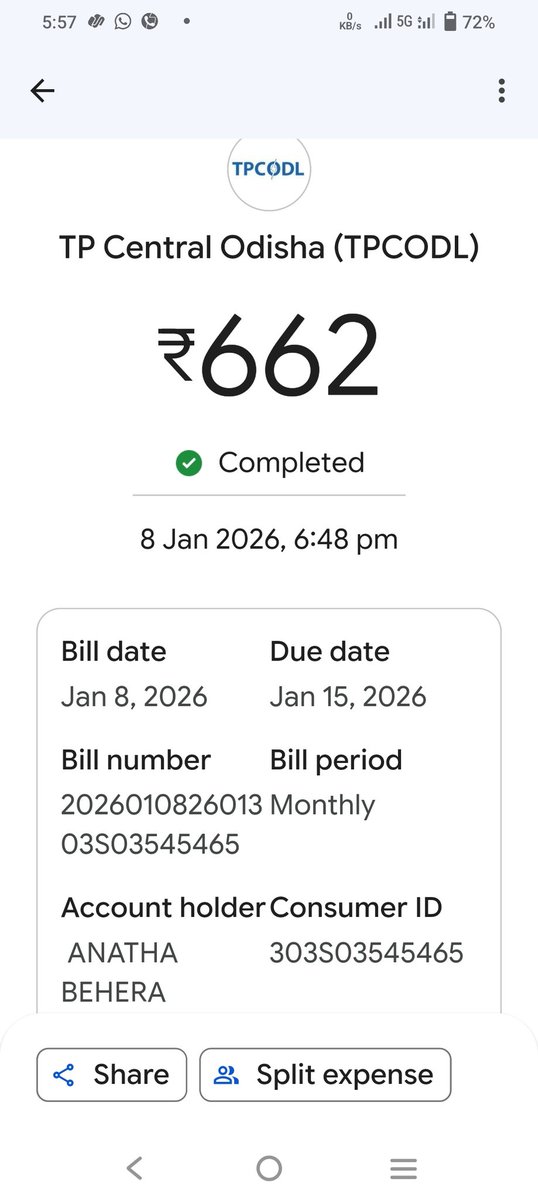 anathmiku's tweet photo. @TPCentralOdisha 
@EnergyOdisha 
@CMO_Odisha I always paid my elec. bill before d due date through digitally.
I had already paid the Jan26 bill of Rs662.00 through digital mode.But this February is showing the arrear Rs 24.00 for the previous month. Why? Please resolve the issue. https://t.co/YFmVYBLOdh