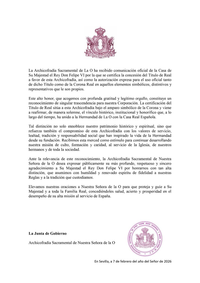 Compartimos con todos los hermanos la gozosa noticia que se dio a conocer durante el Cabildo General del pasado viernes.