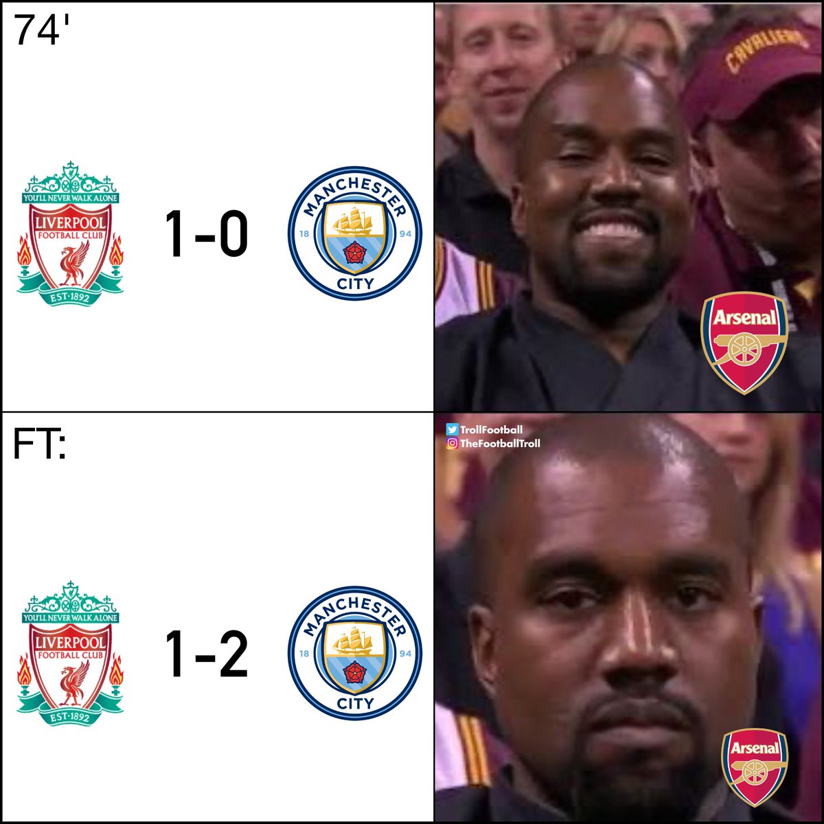 Arsenal fans watching Liverpool vs Man City