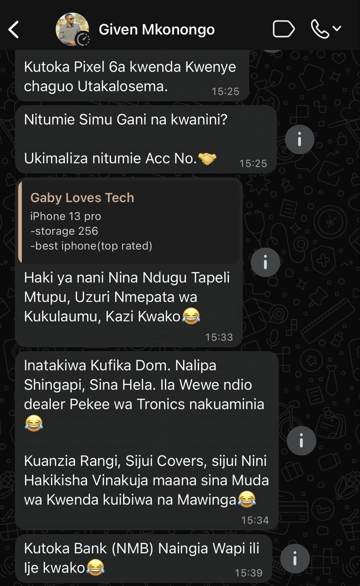Mwanangu <a href="/MkonongoGiven/">Given Mkonongo</a>  hanaga mambo mengi ananiulizaga tu kaka ninnue simu /laptop Gani?

Budget ngapi? Tuma account number

Anatuma.

Simu yake hiyo pixel nilimnunulia USA mwaka wa nne sasa ametumia haifi.

✊🏾Wanangu wa kidato mpaka mtaani🫵🏾
