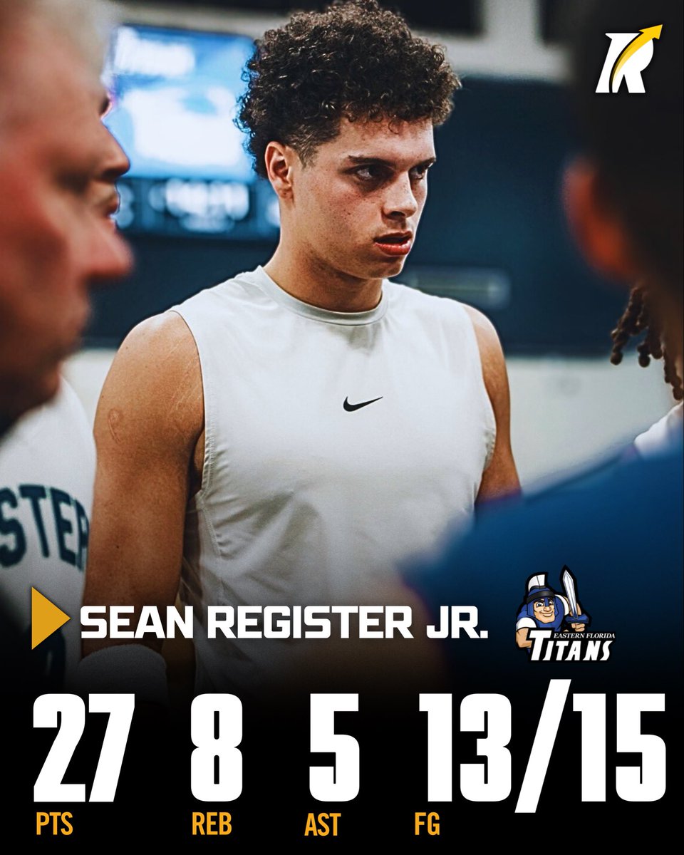JC4PT's tweet image. JC: 6’7 freshman forward Sean Register Jr. of Eastern Florida State delivered 27 points, 8 rebounds, and 5 assists while shooting 13-for-15 from the field in an 87–86 victory.