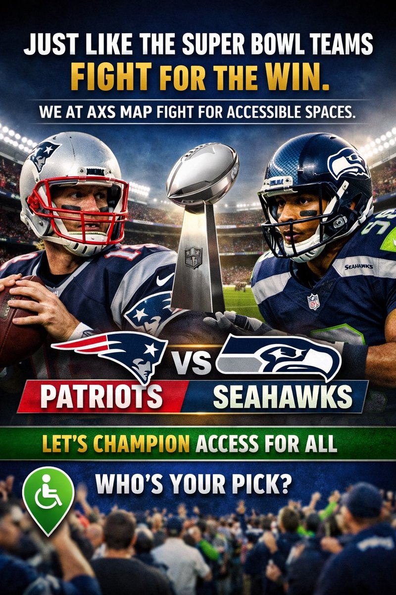 🏈 Super Bowl showdown: Patriots vs. Seahawks.
Just like these teams fight for the win, we fight for accessible spaces.
At AXS Map, access is the real championship, on game day and every day.
👇 Who are you cheering for?