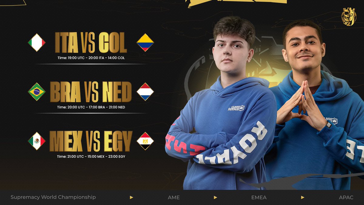 🟡 𝐌𝐀𝐓𝐂𝐇𝐃𝐀𝐘 - 𝐃𝐀𝐘 𝟒 - 𝐋𝐀𝐒𝐓 𝐖𝐄𝐄𝐊 ⚔️

🎬 ABSOLUTE CINEMA DAY!!!
Today we wrap up this group stage on a high, after what’s been an absolute madness from start to finish 🤯

Three insane matchups to close it out — pure hype, pure chaos! 🏆🔥

​🇮🇹 <a href="/NazionaleITACR/">Nazionale Italiana CR</a>