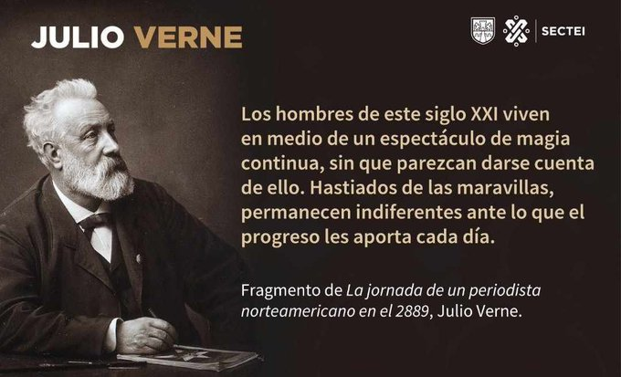 Es considerado uno de los padres de la ciencia ficción y la moderna novela de aventuras.
Real visionario, escribió sobre cohetes, submarinos, helicópteros, misiles e imágenes en movimiento.
Predijo acertando muchos de los logros científicos del Siglo XX.
#JulioVerne 
8/2/1828 
🎂