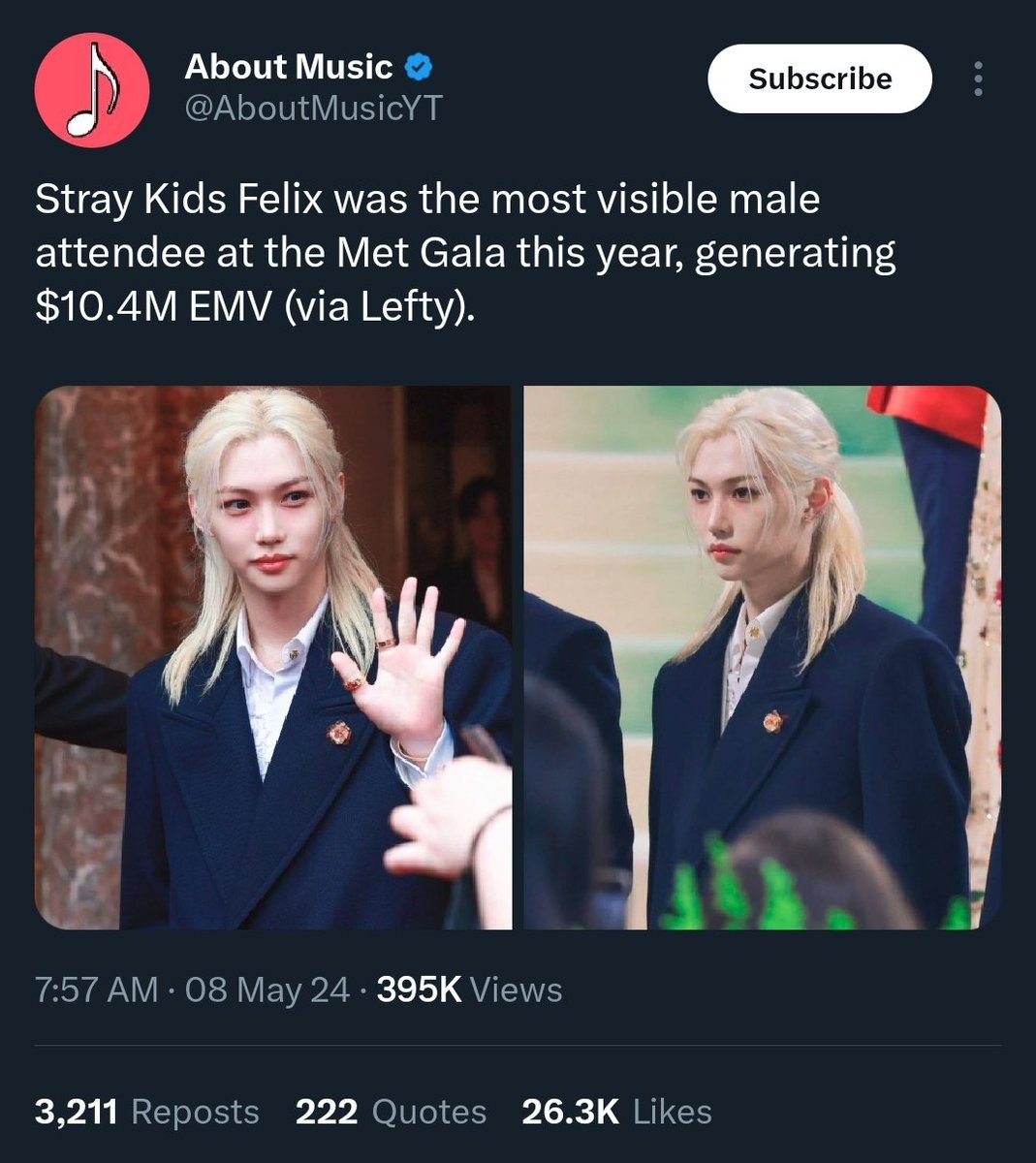 the one who was the most visible &amp; mentioned attendee, went viral and generated one of the highest emvs the last time he appeared. FELIX