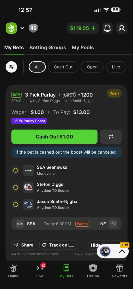 walkertodd21's tweet photo. @DKSportsbook Here’s another one https://t.co/3QeW2YxxN5