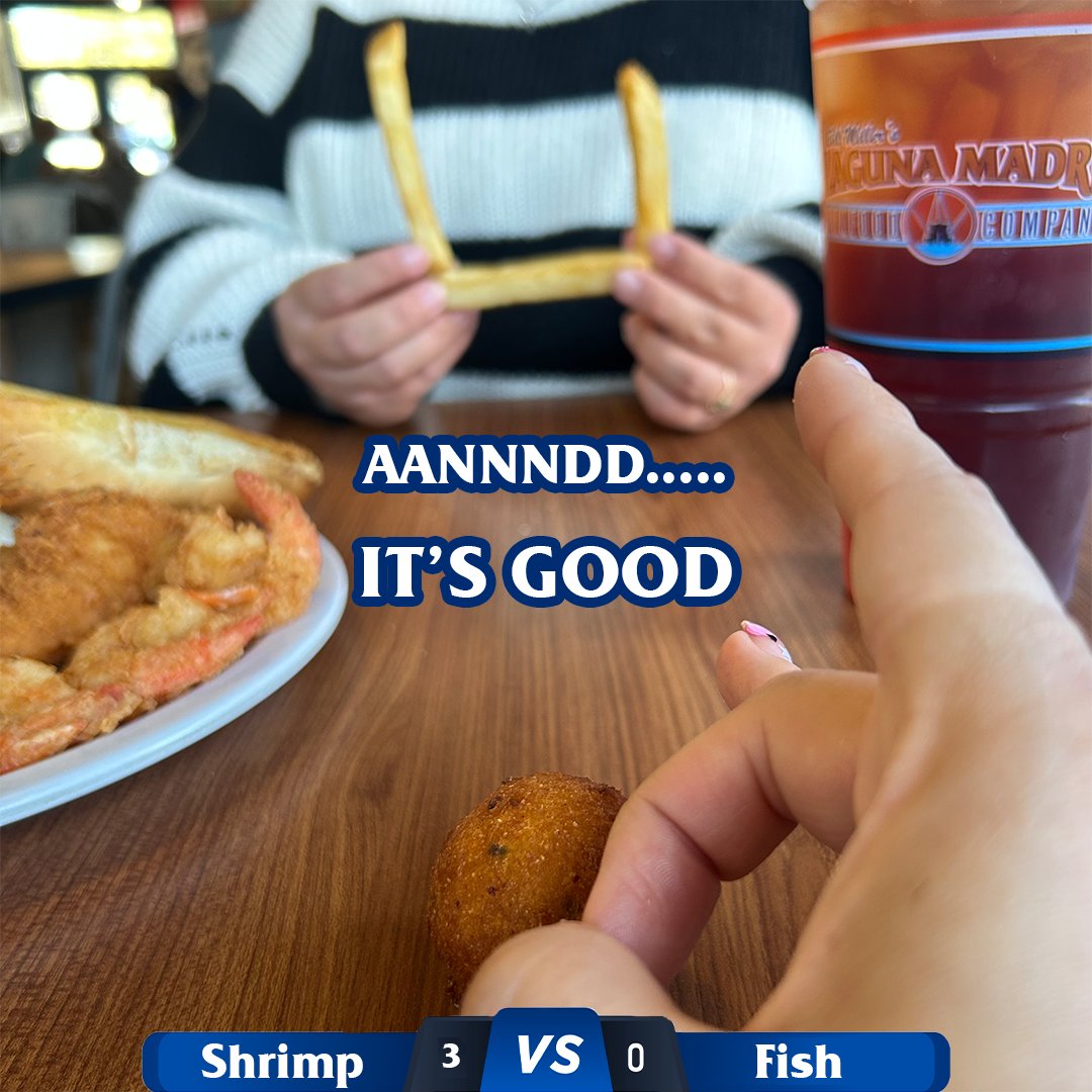 LagunaMadreSea's tweet photo. No matter the score, our food wins😋 What team are you on?

#TeamShrimp #TeamFish #Superbowl https://t.co/kuUAujxS1F