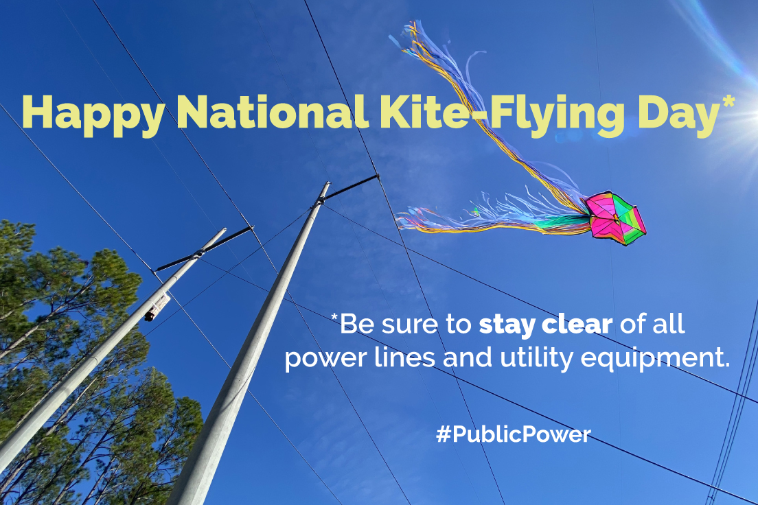 It's National Kite-Flying Day! Be sure to stay clear of all power lines and utility equipment.