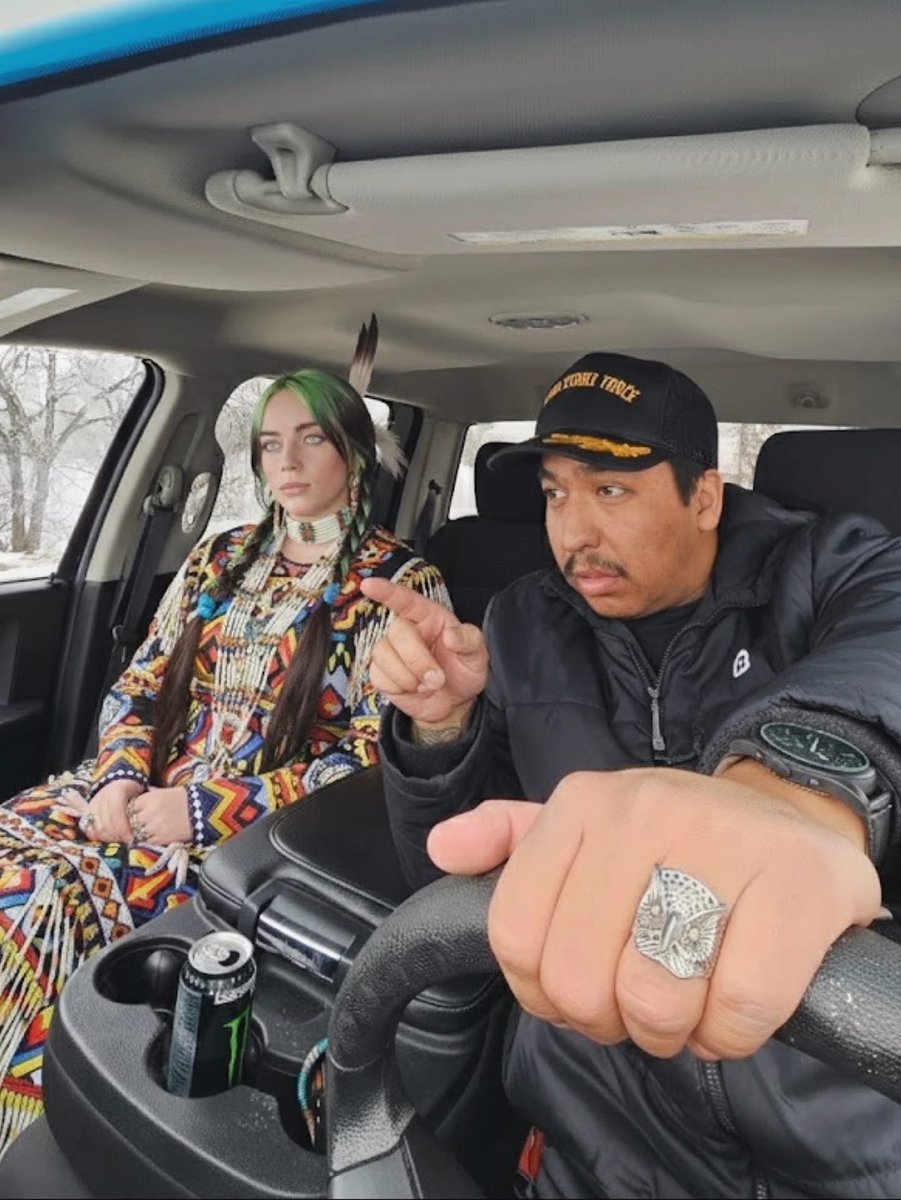 Rumor has it ⁦<a href="/billieeilish/">billie eilish</a>⁩ has been spotted on our Reservations. I’ve also heard of an Indian name, Billie Bear Eyelashes. lol 
#NoOneIsIllegalOnStolenLand