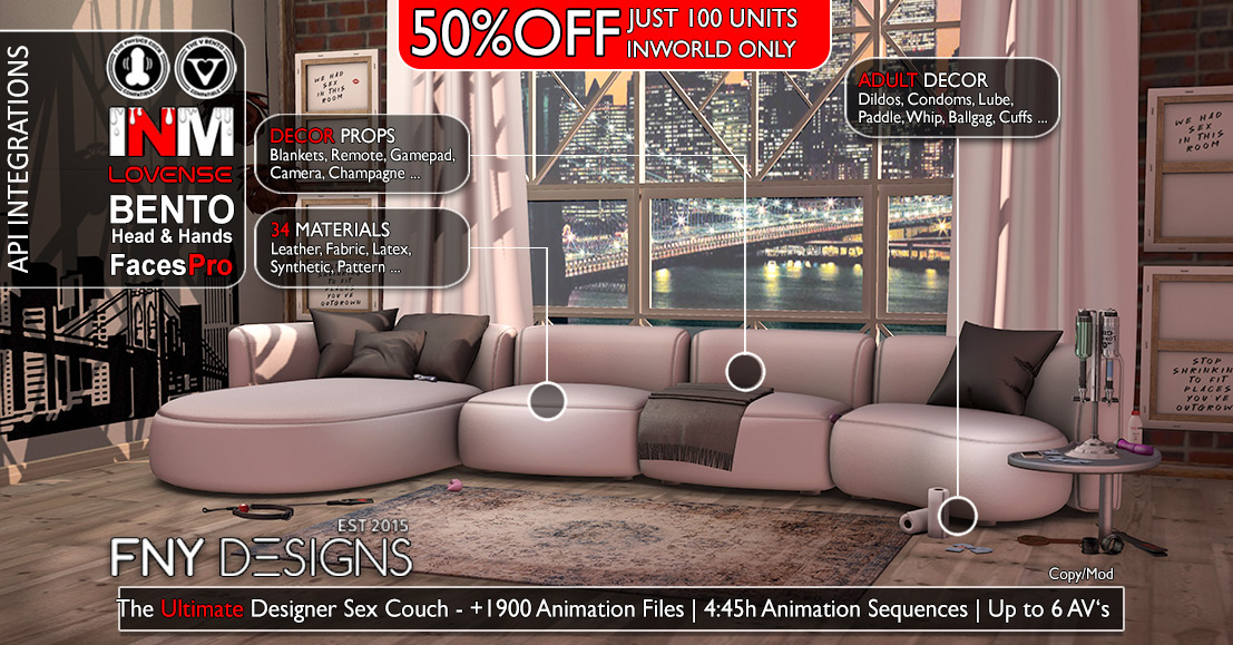 SeraphimSL's tweet photo. 50% Off Sale on The Ultimate Designer Sex Couch at FNY Designs
https://t.co/Kh8u7yMEUF
#Seraphim #Seraphimsl #SL #SecondLife #virtualreality #Fashion #FNYDesigns https://t.co/iWUiDr2B08