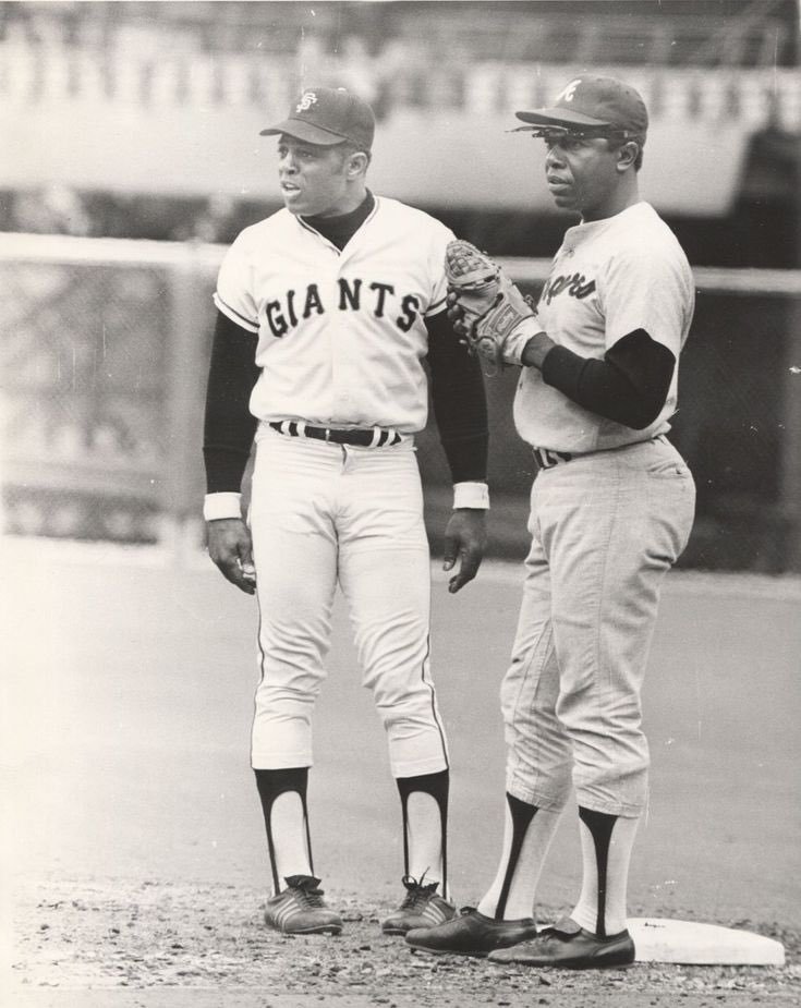 Willie Mays and Hank Aaron at Candlestick Park.