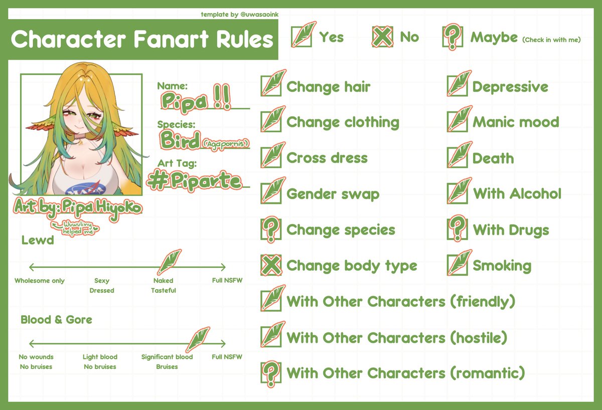 Fanart Rules! 🦜💤

Cualquier cosa siempre estoy abierta a preguntas y dudas sobre fanarts, los agradezco mucho y guardo siempre en mi corazón 💚