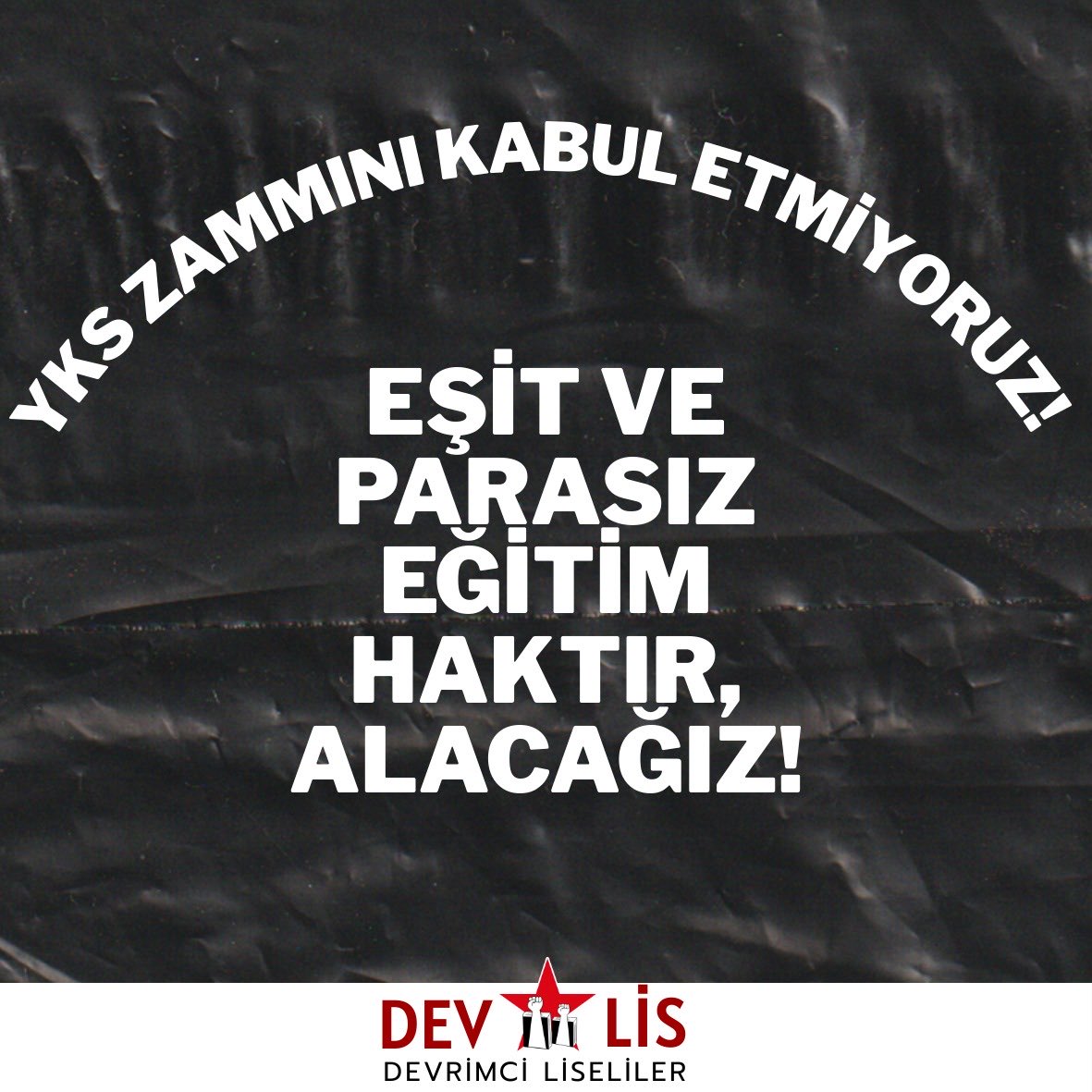 YKS ücreti 1400 tl oldu! Yeni gelen zamlara göre TYT+AYT+YDT'ye girmek isteyen bir öğrenci 2100 tl ödeyecek. 
Bizler ücretsiz eğitimi bir hak olmaktan çıkarıp ticarete, kâr hırsına döken bu sisteme karşıyız ve mücadele etmeye devam edeceğiz!