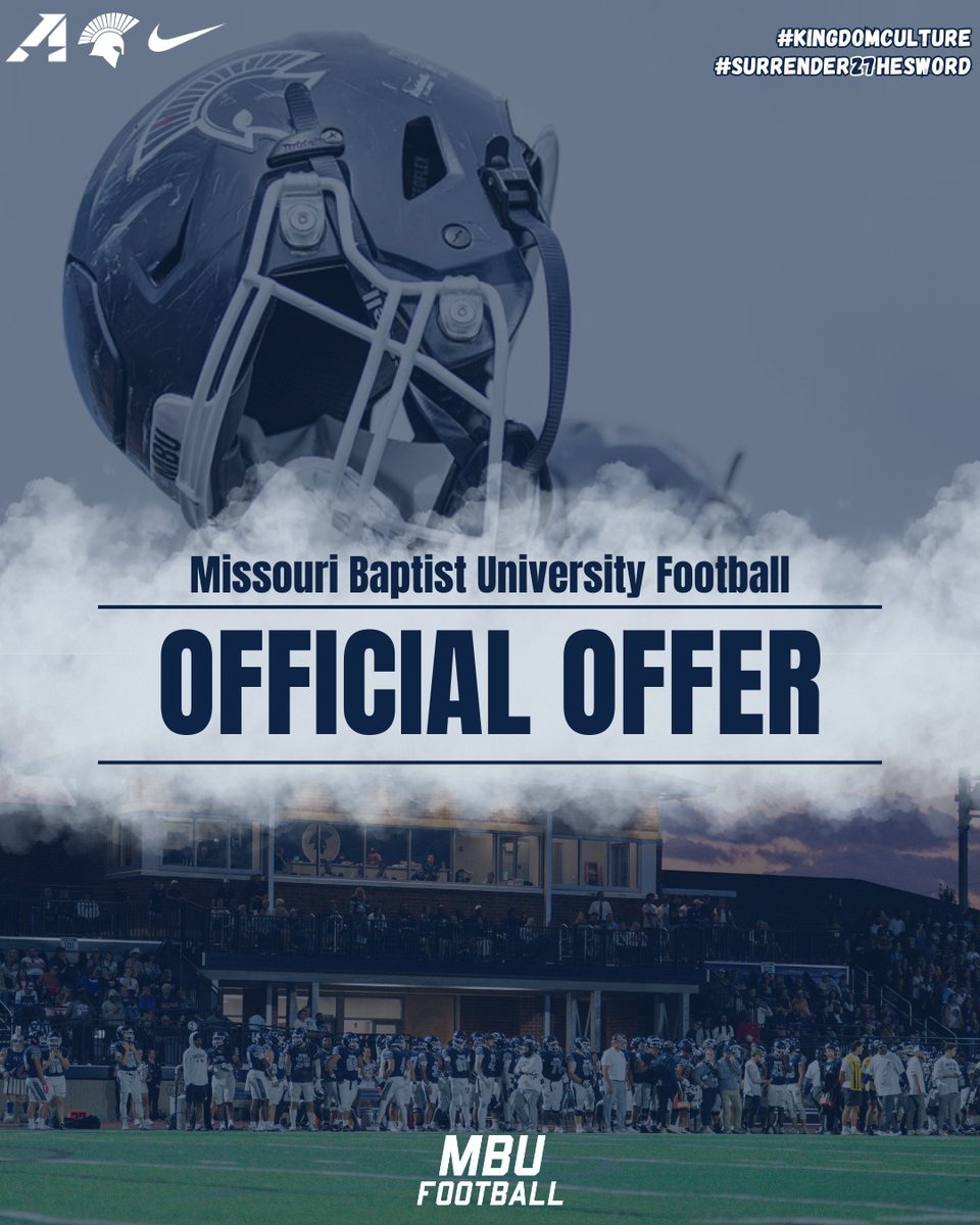 Extremely Blessed to have received an offer from Missouri Baptist. Looking forward to seeing what the future holds. <a href="/MBUFootball/">Missouri Baptist Football</a> <a href="/Bridge2Football/">Bridge</a> <a href="/JPRockMO/">JP Rock</a> <a href="/GSV_STL/">Gateway Sports Venue</a> <a href="/PrepRedzoneMO/">Prep Redzone Missouri</a> <a href="/CBCFootball/">CBCFootball</a> <a href="/elitefootball/">EliteFootballAcademy</a> <a href="/RivalsHS/">Rivals High School</a>
