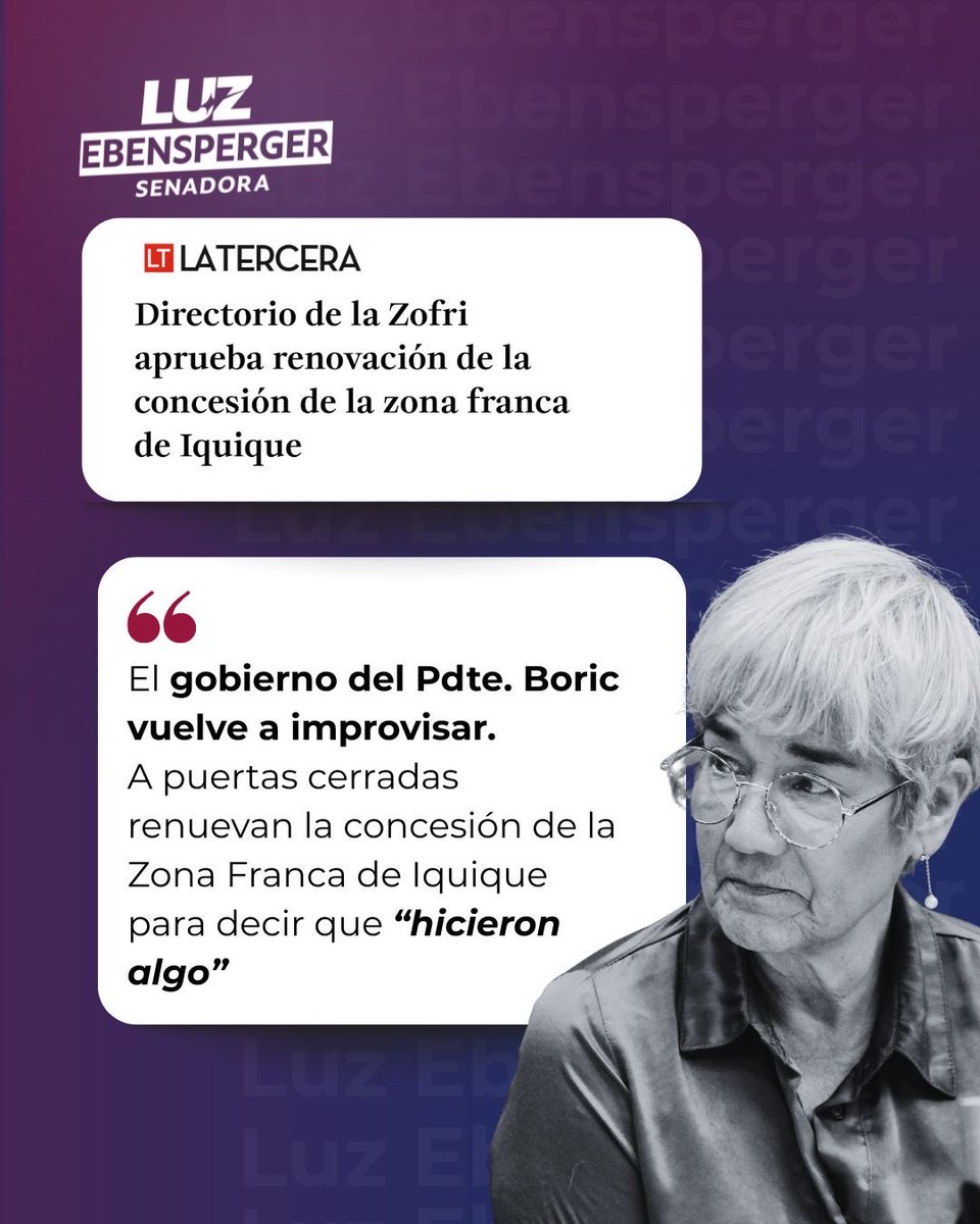 El gobierno del Pdte. Boric vuelve a improvisar. A puertas cerradas y casi en secreto, renuevan la concesión de la Zona Franca de Iquique para decir que “hicieron algo”.
Cuando lo único que lograron con esta firma, es dejar la región amarrada a un modelo obsoleto, sin
