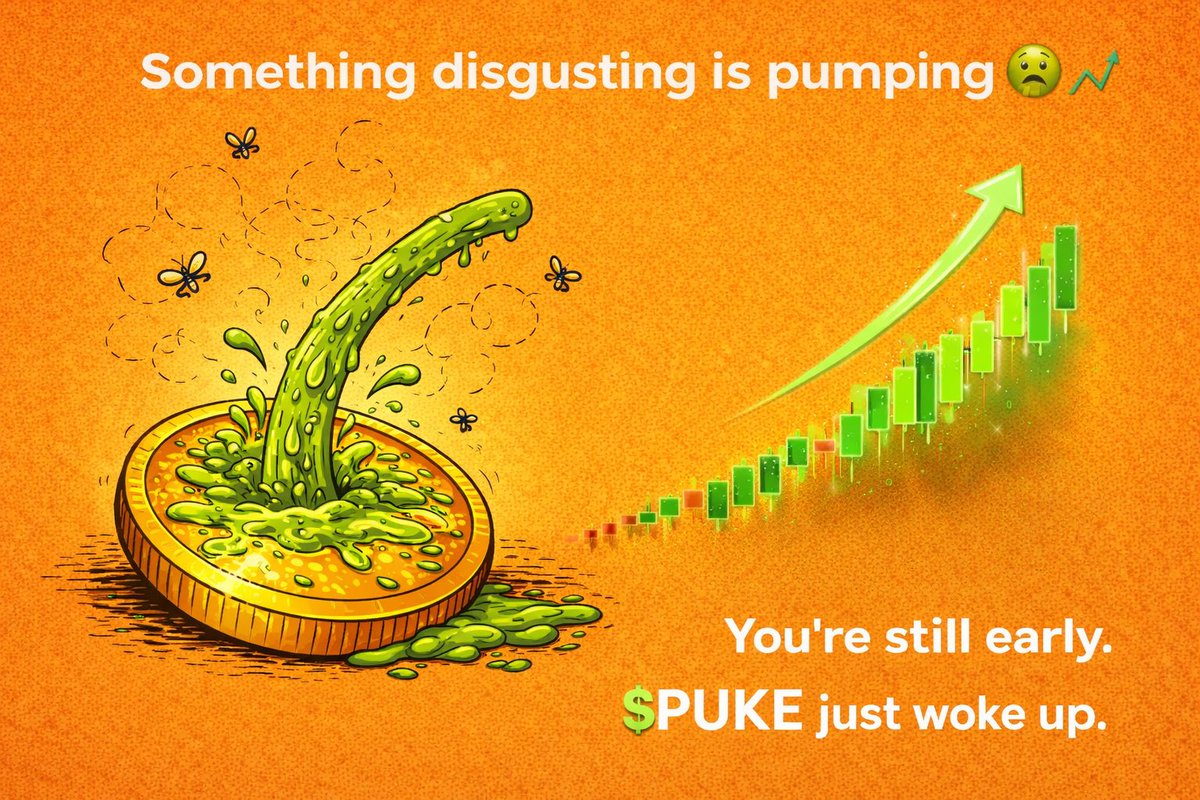 s77613522's tweet photo. Something disgusting is pumping. You’re still early. $PUKE just woke up. https://t.co/P3SMjpFKYA