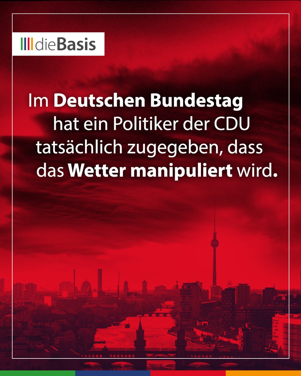 diebasispartei's tweet image. ⚠️ Wettermanipulation in Deutschland im Bundestag bestätigt

Prof. Dr. Reza #Asgharin (#CDU/CSU) hat am 29.01.2026 im Deutschen Bundestag bestätigt, dass in Deutschland „Geoengineering im streng regulierten Rahmen“ stattfindet. Dies wirft für uns als basisdemokratische Bewegung…