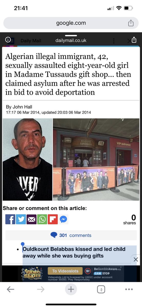 peterstopcrime's tweet image. WTF, 8 years old, in Madame Tussaud’s, in broad daylight. He needs Hanging! 

•Ouldkount Belabbas kissed and led child away while she was buying gifts
•He led her to corner not covered by CCTV and began sexual assaulting her
•Eight-year-old had been allowed into shop alone to