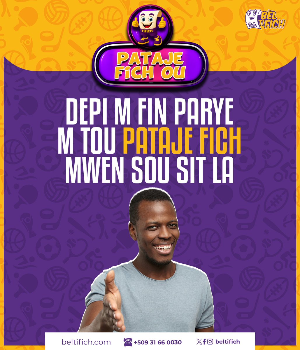 Konsa nou ye nou menm🙌🏾 Plis FICH yo PATAJE plis KÒB ap fèt💵🙌🏾 E nsonje nou jwenn 10% BONIS sou chak DEPO🫵🏾 kouri fè FICH nou💵  #MOVeJON 🟪🟨 #ParyajSaRèd🔥

#fèfichoubèlfèPòchouBèl 💵🇭🇹