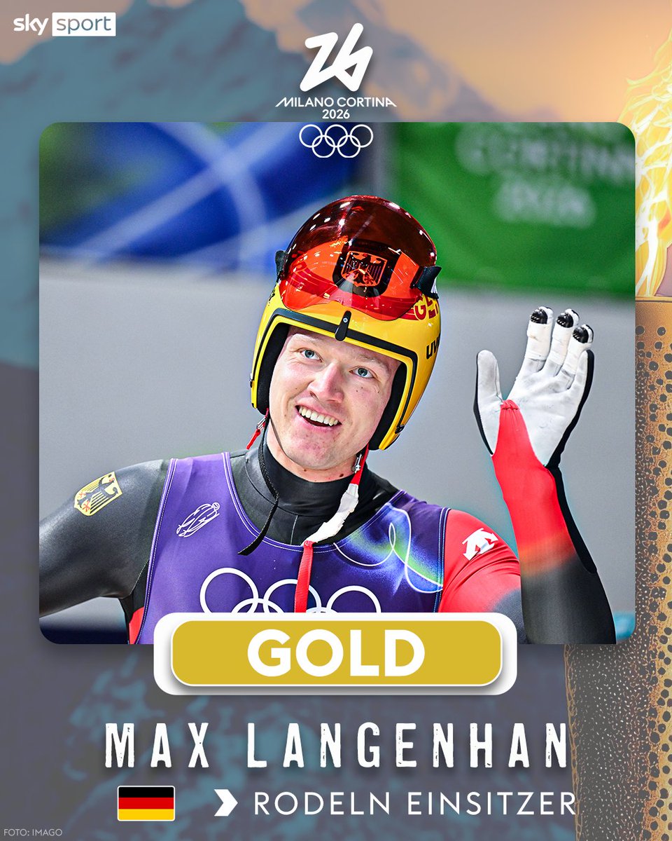 Rennrodler Max Langenhan hat dem deutschen Team bei den Olympischen Spielen in Mailand und Cortina d'Ampezzo die erste Goldmedaille beschert! 🥇🇩🇪  

↪️ Der 26 Jahre alte Thüringer raste im Cortina Sliding Centre zu seinem ersten Olympiasieg und verwies Jonas Müller (Österreich)