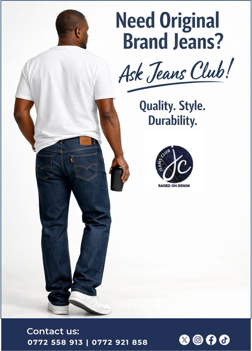 jeansclub_ug's tweet image. Argue all you want about denim — when you want original, branded jeans, you ask Jeans Club 👖✨
Original. Quality. Durable. Made to last through every season.
📍 Forest Mall, Lugogo | Block B, 1st Floor
📞 0772 558 913
#JeansClub #RaisedOnDenim #UgFashion #ForestMall #NewJeans