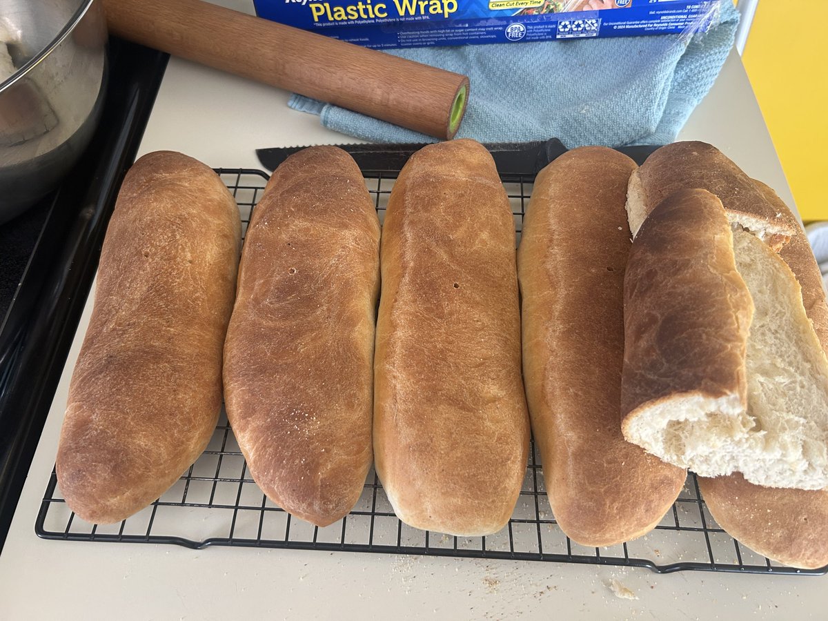 I’ve been trying to do new things and I decided this weekend I would attempt to recreate Philly hoagie rolls. The rolls at Angelo’s are one of my favorites . Yesterday I wasn’t able to get enough height in my rise or bake. I almost gave up but decided to let the dough rest in the