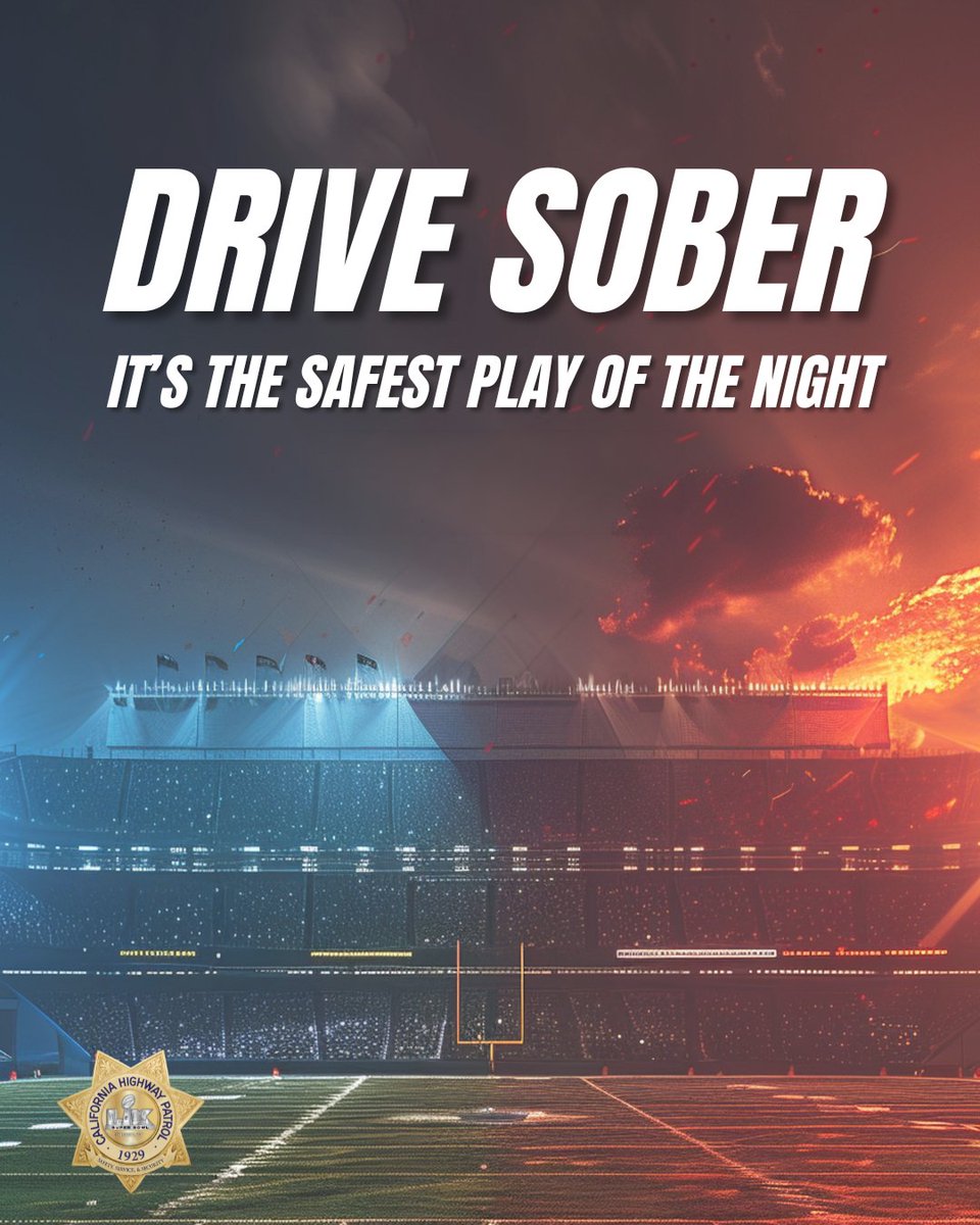 🏈Game Day Rule #1: Drive sober!

📢Make a game plan before kickoff - designate a sober driver, call a ride, or stay where you're safe.

🚔Super Bowl Sunday has increased alcohol-related crashes &amp; impaired drivers - no one wants a flag on their play!

🎯Get home safe, not sorry.