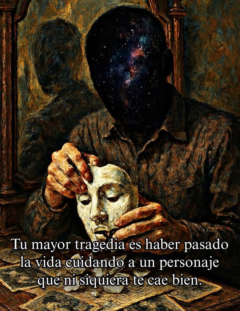 DBenandanti's tweet photo. Pasas toda tu vida construyendo un personaje. Seleccionas cuidadosamente tus gustos, tus traumas, tus opiniones políticas y tus éxitos para erigir una estatua que el mundo pueda admirar o compadecer. Lo que la psicología no te dice es que esa identidad no es un hogar, es una https://t.co/mestaBkwv5