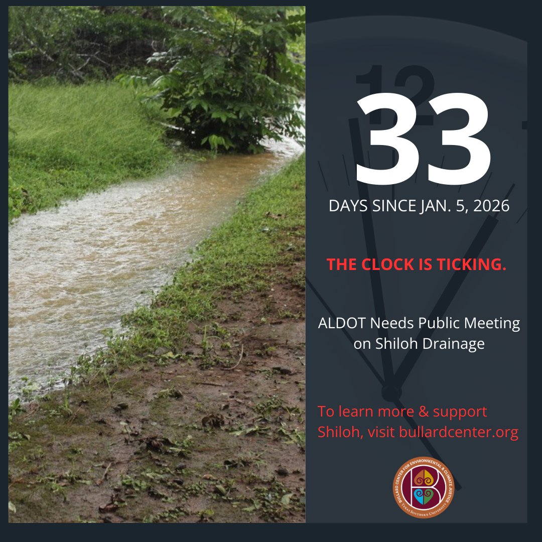 BullardCenter's tweet photo. The wait goes on for Shiloh residents.
A public meeting remains unscheduled.
βπΏ Learn more and sign the Shiloh support letter at https://t.co/7QcCOszv3a.
#ALDOT #JusticeforShiloh #Justcompensation #Blacklandloss #takings #flooding #FifthAmendment https://t.co/EMqdTZA8PM