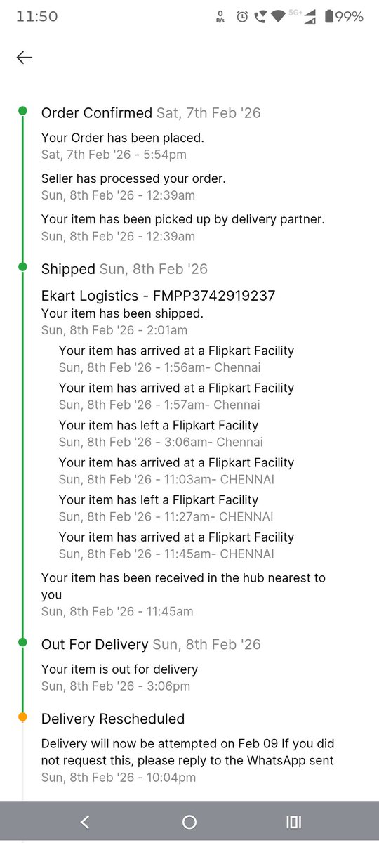 rathishseng's tweet image. Worst service by Flipkart 🚫
Deliveries always delayed, never on promised date. Delivery person doesn’t even call. Customer care is hard to reach, plus extra charges beyond product price. Very poor experience.
#FlipkartFail #BadDelivery #CustomerService #OnlineShopping #India