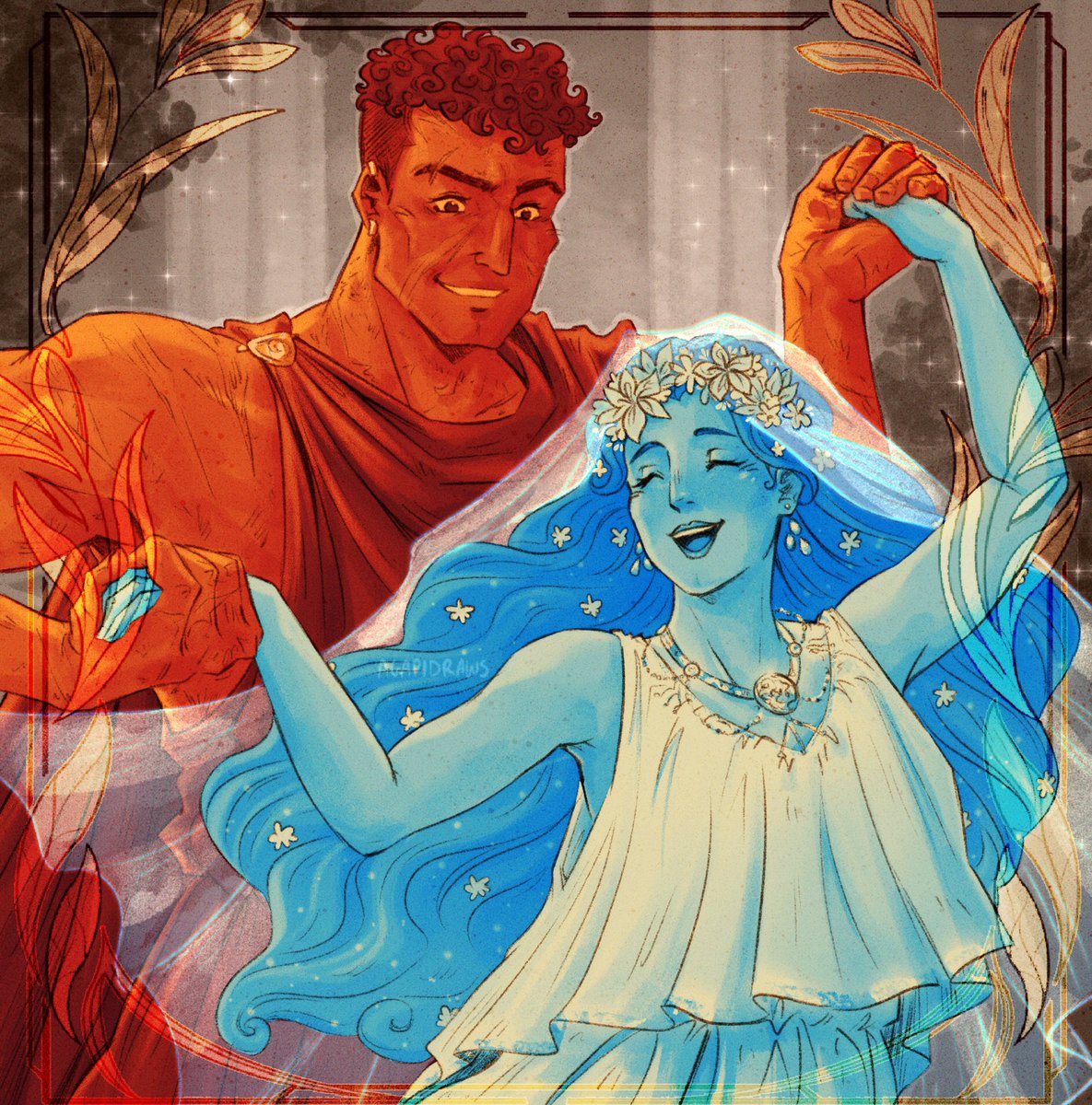 agapidraws's tweet image. Ares &amp;amp; Harmonia dancing in her wedding
#greekmythology #ares #harmonia