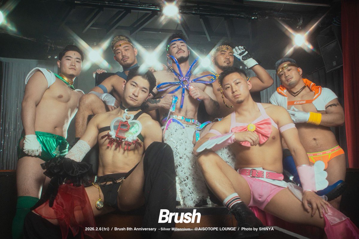 brush_party's tweet image. Brush 8th Anniversary
-Silver Millennium-

GOGO
YUKI(OSAKA)
LUM 
Junpei
TAISHI
SASUKE
BRAVE
Eisuke