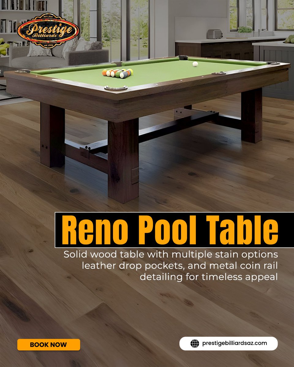 pooltableaz's tweet photo. Timeless solid wood beauty with refined detailing makes the Reno pool table endlessly versatile design
 #RenoPoolTable #TimelessDesign #SolidWoodFurniture #LuxuryBilliards #GameRoomStyle #ClassicElegance #PremiumCraft #HomeRecreation #PoolTableDecor https://t.co/CMqzNyI7Ct