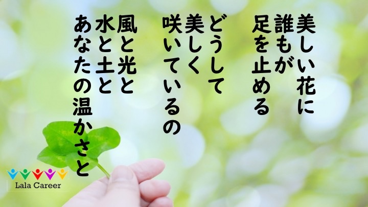 Lala_Career's tweet photo. 一人ひとりが、自分らしく咲くためには、努力だけでなく、環境も大事。
そもそも自分らしさ、自分を知ることを大切にする心が軸にないとね。 https://t.co/0f6cT5MAFP