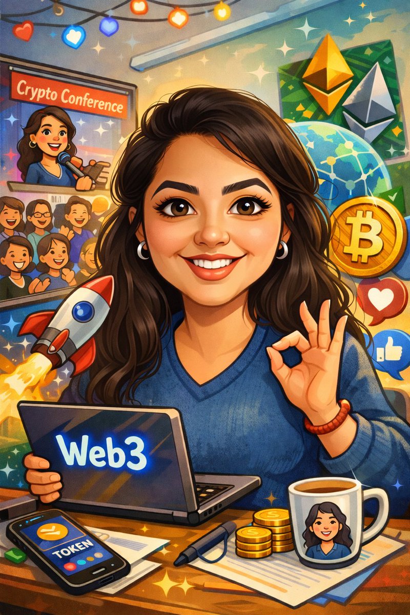 SheTalksWeb3's tweet photo. Tried the viral ChatGPT prompt:
“Create a caricature of me and my job based on everything you know about me.”

This is either impressive… or mildly terrifying 😅 https://t.co/UNTkH4sP6W