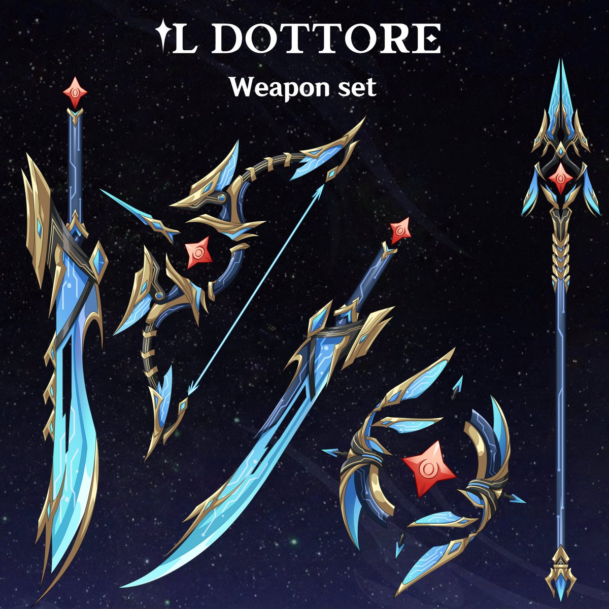 deru_vative's tweet photo. Il Dottore weapon set
#dottore #fatui #GenshinImpact https://t.co/tBEKXqYjbg