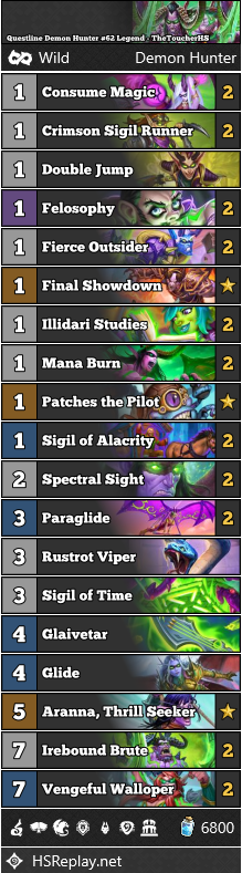 [WILD] <a href="/TheToucherHS/">TheToucher</a> reached #62 Legend with Questline Demon Hunter.

▼ Deck Code and more:
hearthstone-decks.net/questline-demo…

#WildHS #Hearthstone
