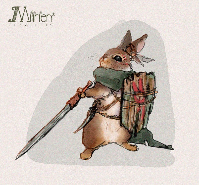 #Sketch from these days ~ inspired by the only #rabbit native to Brazil, the Tapiti (Sylvilagus brasiliensis). I like to think that it's surprisingly one of the bravest warriors in the area. ⚔️ #digitalart