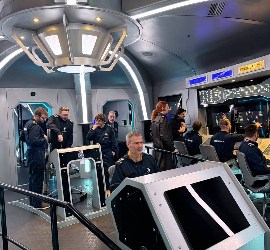 sacha_coward's tweet photo. Proud to serve aboard the HMS Havock (congrats if you can spot me...) under the wise leadership of Captain husband.
Those space pirates didn't know what hit them! 🫡 #BridgeCommand https://t.co/1jqslgptZl