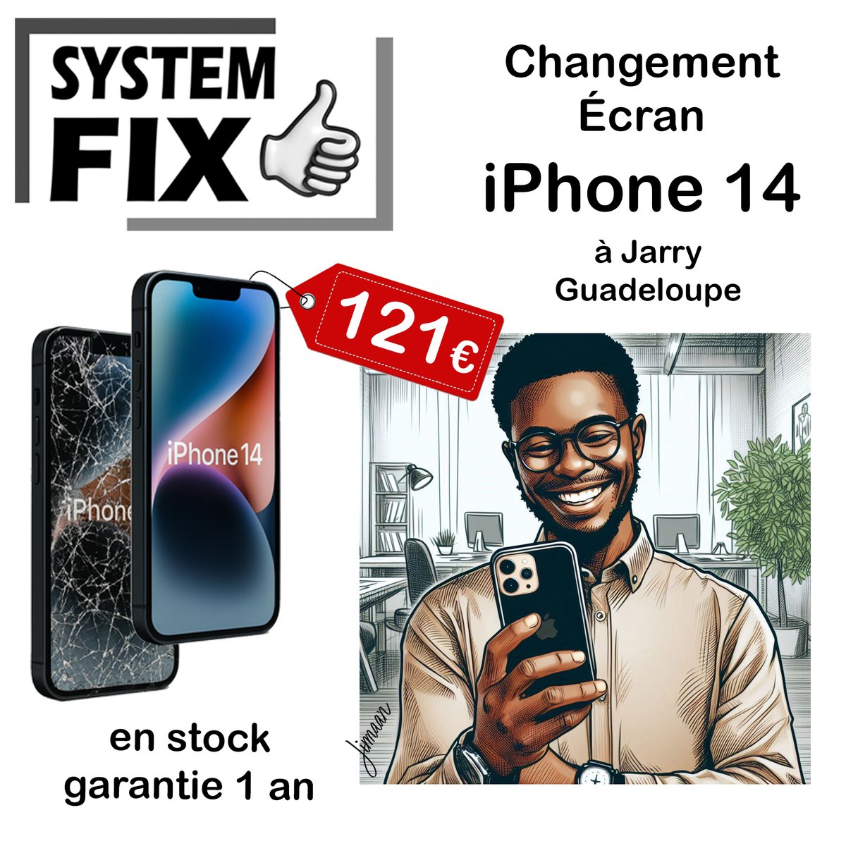 SystemFix4's tweet photo. Changement écran tactile iPhone 14
121 € - Garantie de 1 an
en Guadeloupe - à Jarry

#systemfix #iPhone #gwada #guadeloupe
https://t.co/4phCUSnMXZ https://t.co/d9epzhACky