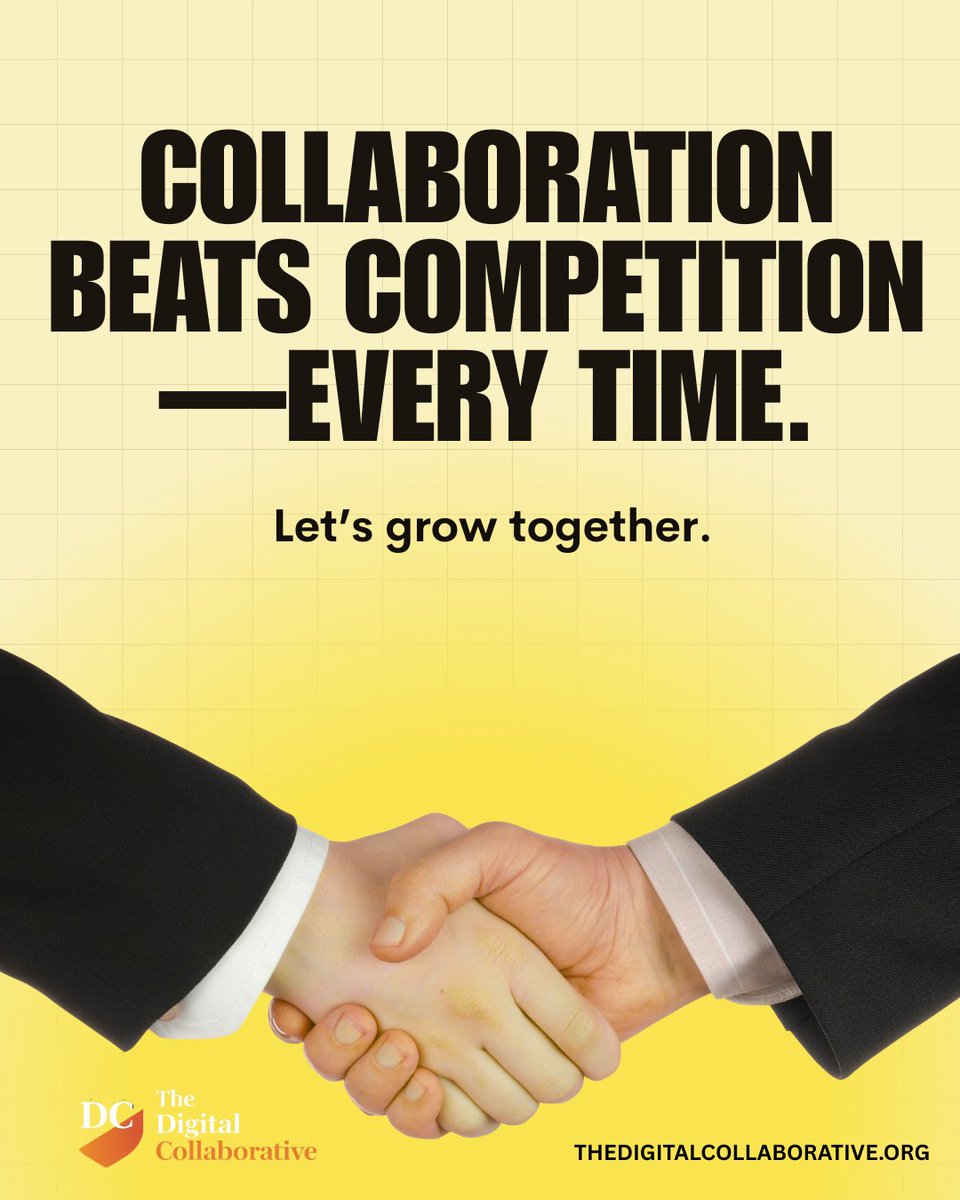 Digital_Collab's tweet image. 🤝 Collaboration beats competition—every time.
 That’s why we’re called The Digital Collaborative.
 Let’s grow together.
 🌐 bit.ly/4ajTpKb 
 #Collaboration #CreativeAgency #BusinessCommunity