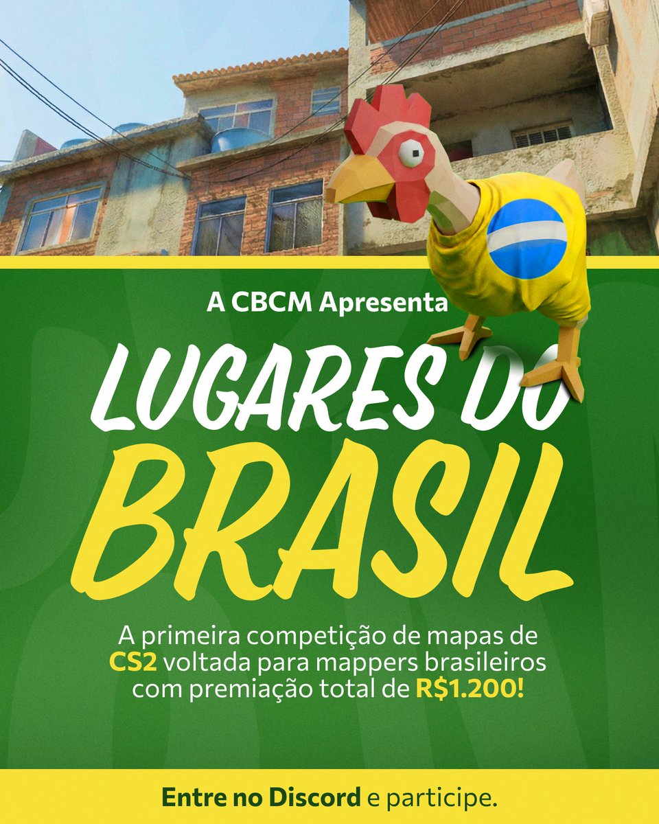 Sejam todos muito bem vindos a 1º competição de criação de mapas 2v2 de CS2 do Brasil!  
Participe: discord.gg/pZj2WGY9Qf 

Jurados Principais
<a href="/sigfarah/">sigF</a> 
<a href="/TulioBRr/">TulioBRr</a>
<a href="/Edude_P/">Eduardo Paixão</a>
<a href="/Coachi_/">Coachi</a> 

Jurados Convidados
<a href="/gustavoyel/">Gustavo Knittel</a> 
<a href="/joaokaka1998/">Joaokaka1998</a> 
<a href="/brasilstormCS/">Brasil Storm CS</a> 
<a href="/oalexcs/">ALEX</a>