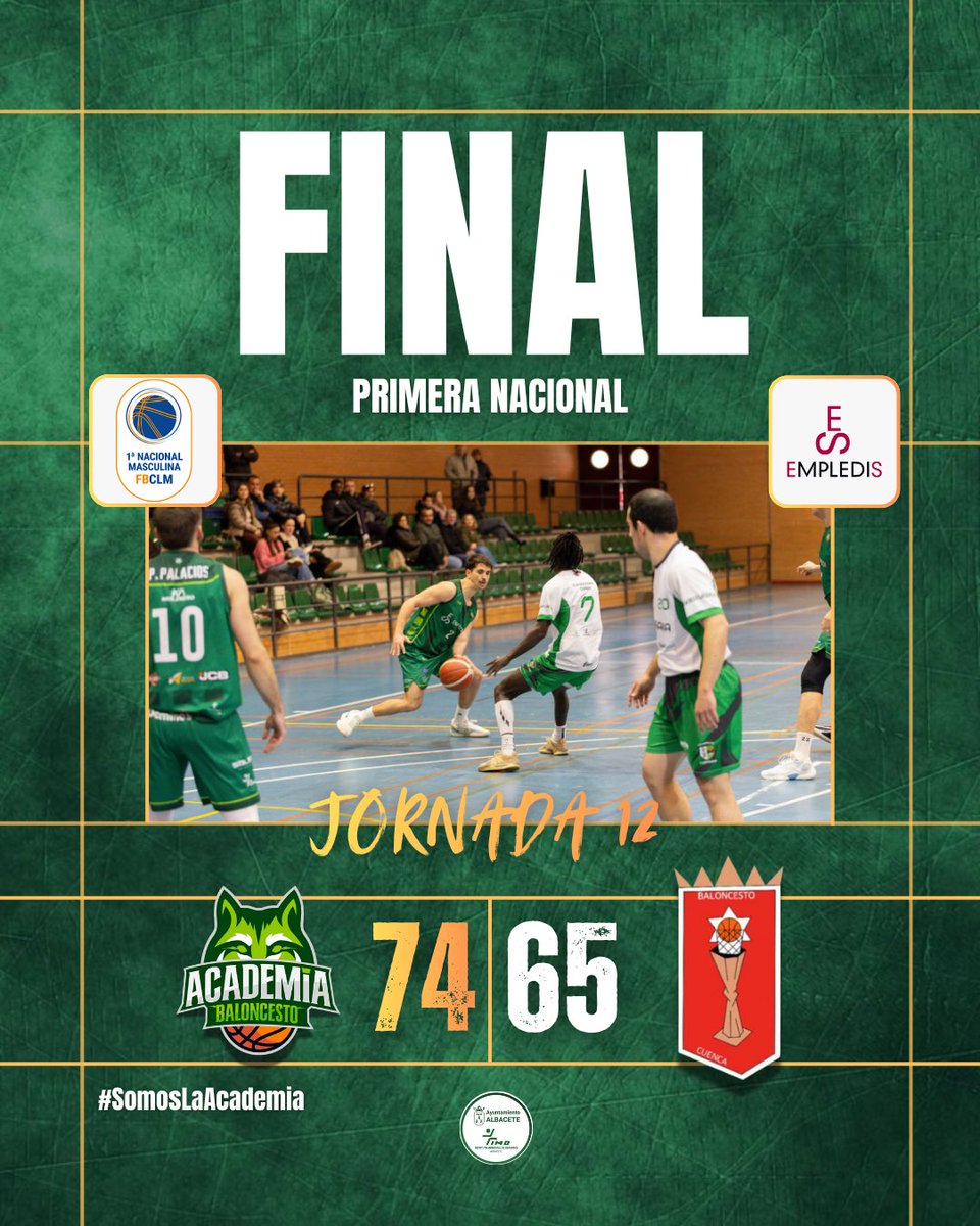 ¡VICTORIAAA que nos mantiene vivos! 💚💚💚

El <a href="/Empledis/">Empledis CEE</a> Academia Baloncesto Albacete consigue una victoria que da aire a la competición 🫡

<a href="/imdalbacete/">IMD Albacete</a> <a href="/DipualbaDeporte/">Dipualba Deporte</a> 

#SomosLaAcademia #VamosLinces