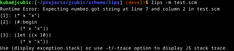 jcubic's tweet photo. Finished working on improving exceptions in @LIPS_scheme 

Now I need to write unit tests https://t.co/itMdDTdqp5