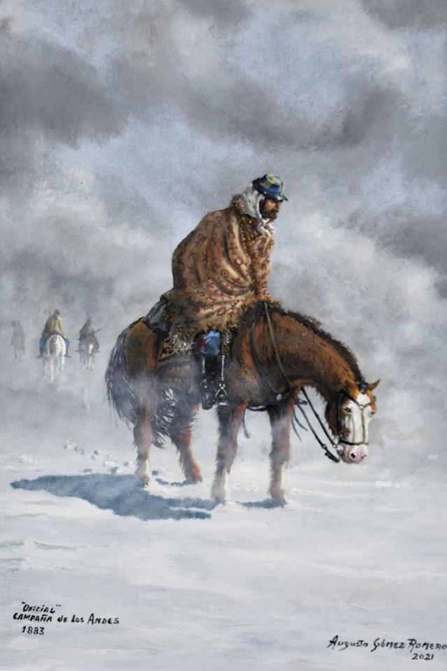 Oficial de la Campaña de los Andes, durante la Conquista del Desierto, obra de Augusto Gómez Romero