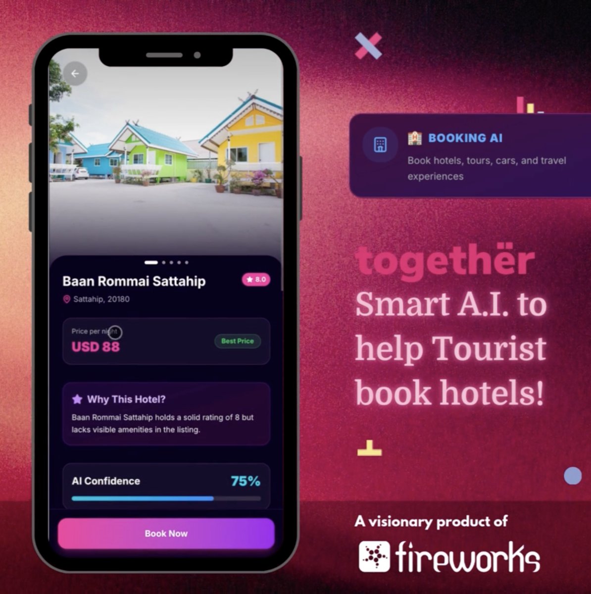 Smart booking isn't just finding a room. It's knowing the confidence score before you commit. AI-powered recommendations that understand context — location, timing, your preferences. Book with certainty, not hope. #TogetherAI #SmartBooking