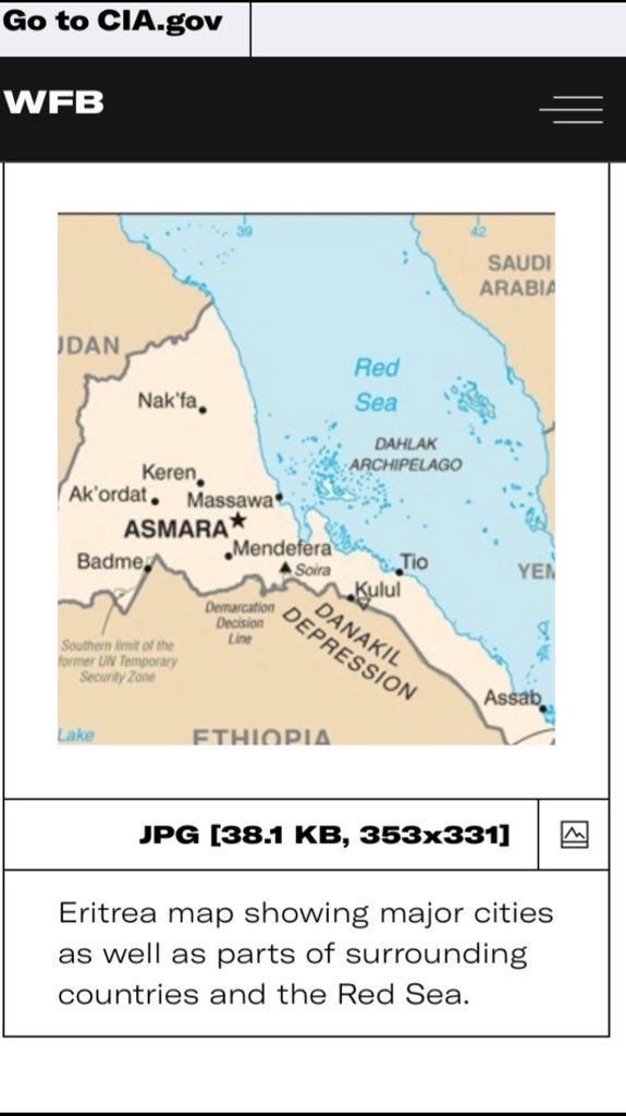 eritrean_post's tweet photo. 2) Even maps used by the United Nations and online maps with geolocations show that the majority of the disputed territories, which #Ethiopia occupied, are part of #Eritrea, including #Badme, Northern Irob, Tserona, Serha, Gulomakeda, and others.
First source @CIA Factbook, 2nd and 3rd online maps based on gps locations showing those villages within the Eritrean border