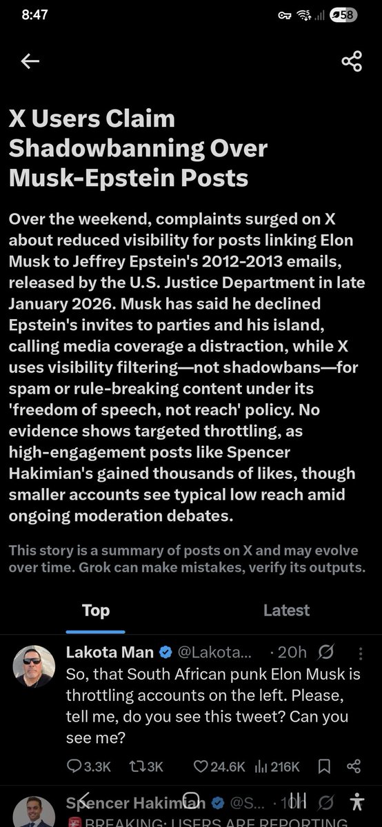RCdeWinter's tweet photo. I don't care what Musk says about visibility and shadow banning. 
When I get repeated information from people I've known and who have known me for years that they haven't seen me in a while I know I'm being throttled and I know I'm not alone either. https://t.co/Kg6evogCvr