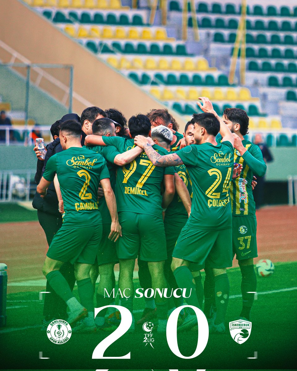 Şanlı Şehrin Şanlı Takımı Şanlıurfaspor’umuz… 

2 gol, 3 puan Tebrikler...  👏👏👏

<a href="/Sanliurfaspor/">Kızılkaya Tarım Şanlıurfaspor</a>