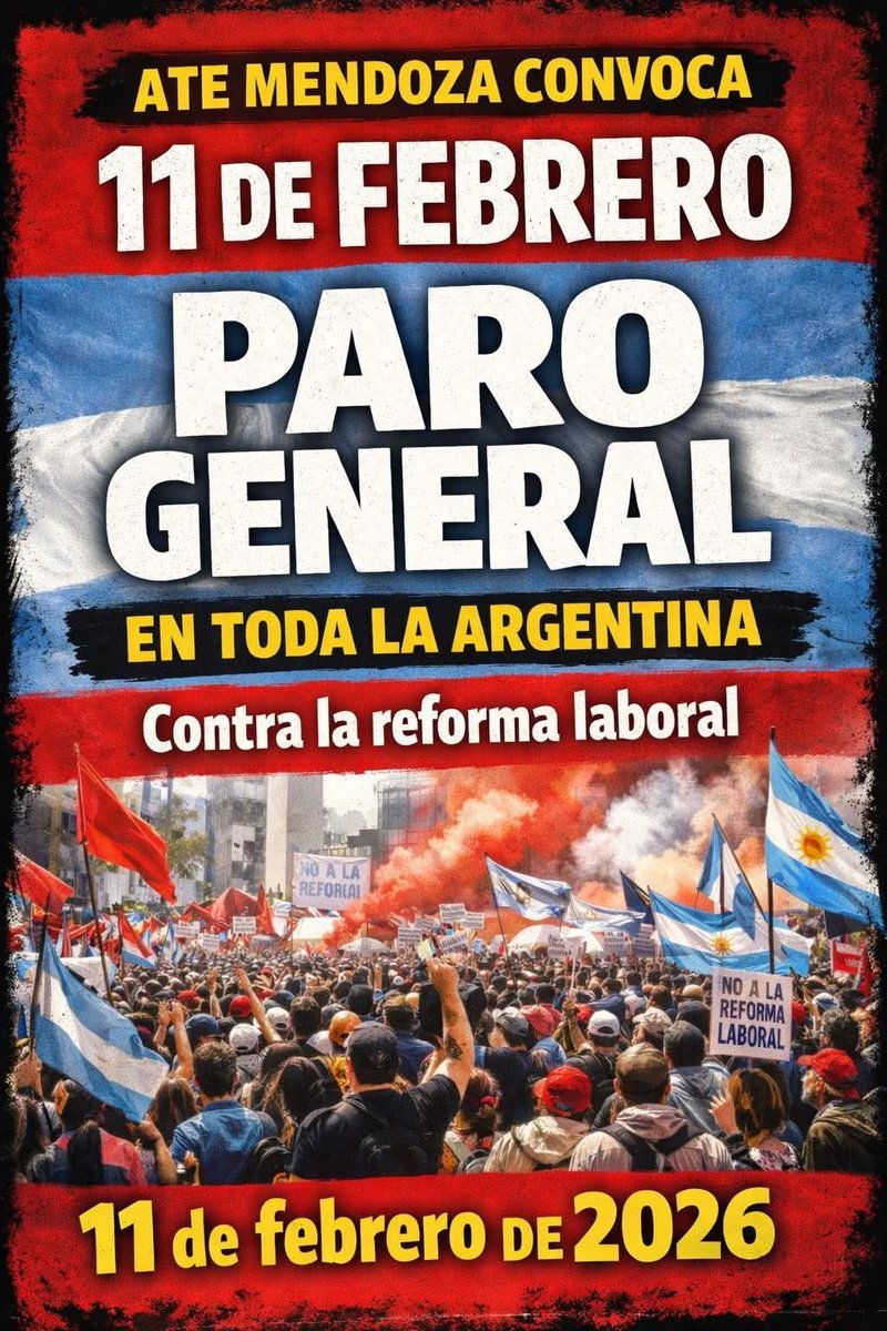 Vamosss al paro Nacionalll, el 11 de febrero...✌🏼💪🏼🩵🇦🇷🩵🇦🇷🩵🇦🇷🩵♥️
Tod@s a las calles!!!! 💪🏼